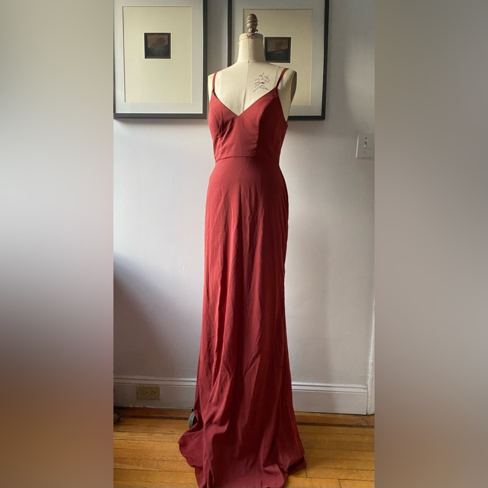 Azazie bridesmaid dress in Terracotta, size 6, extra long!